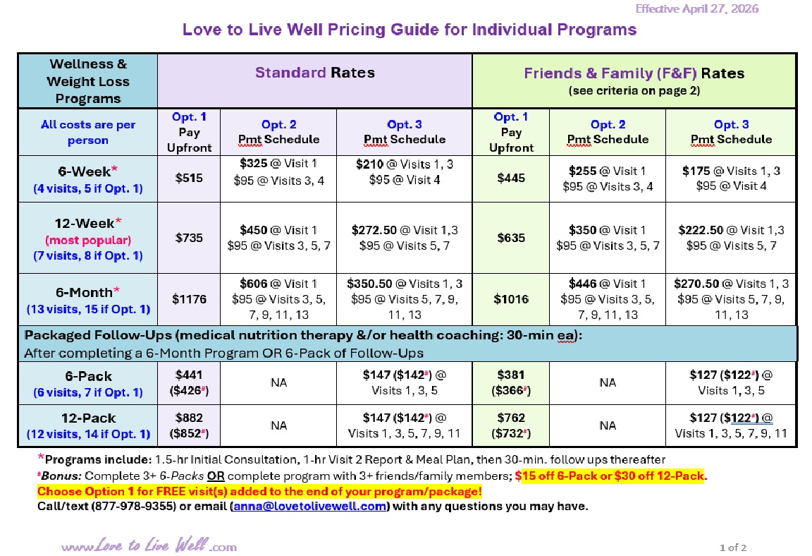 Love to Live Well Pricing Guide for Individual Programs thumbnail
