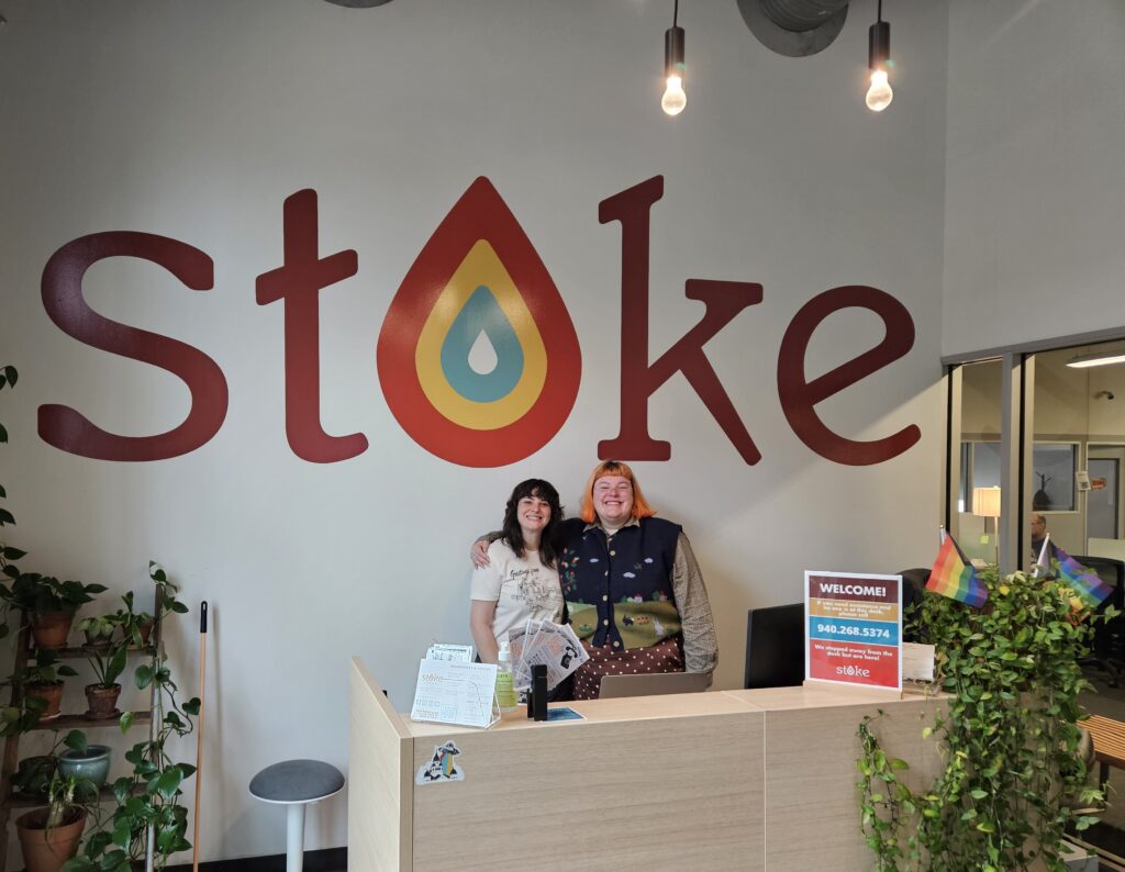 Lobby and front desk area inside Stoke Coworking Denton Texas