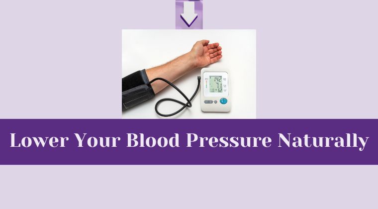 Lower Your Blood Pressure Naturally online course showing blood pressure monitor and arm cuff